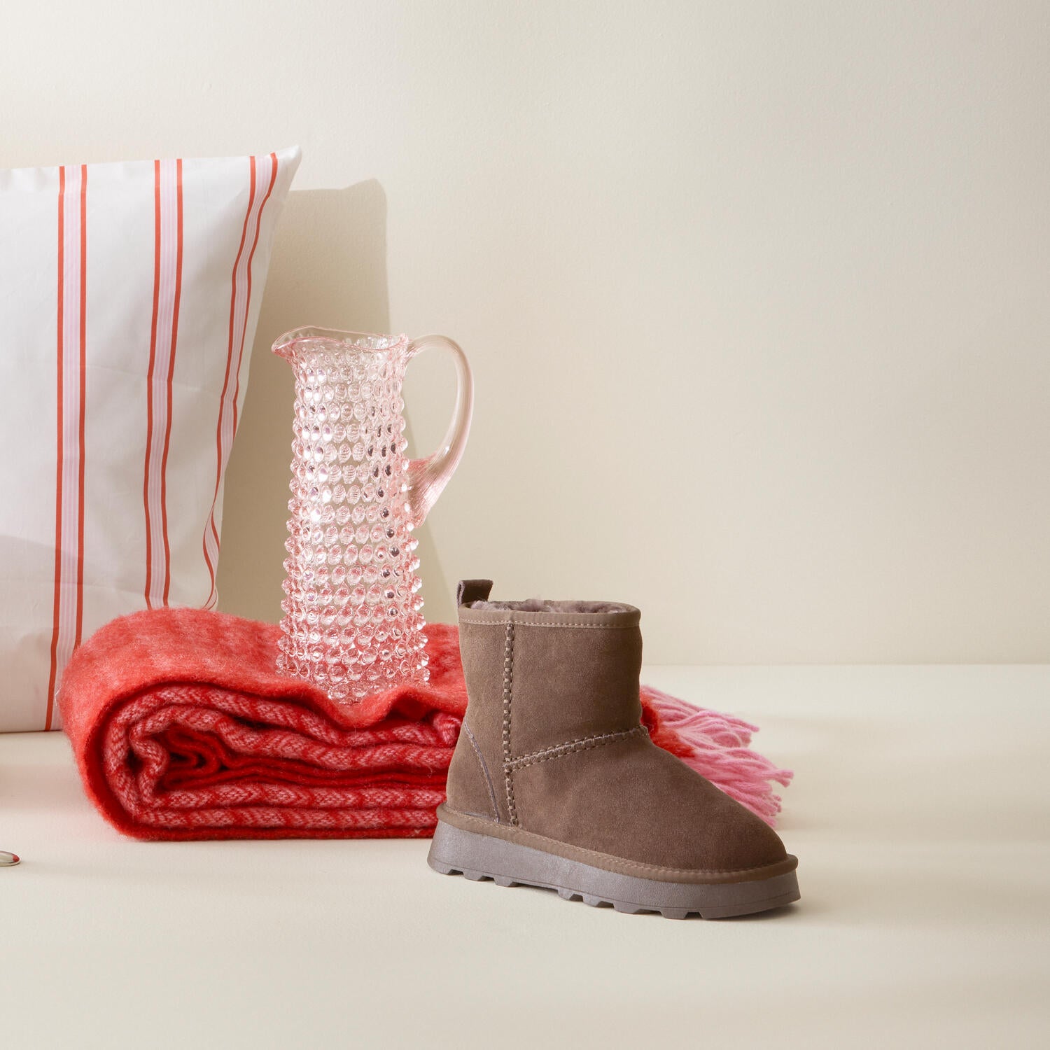 Otto uldtæppe, rød/pink - 130x180 cm.